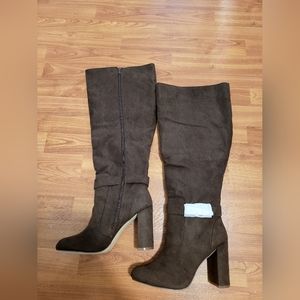NEW Justfab tall block heeled  boots wide 9.5